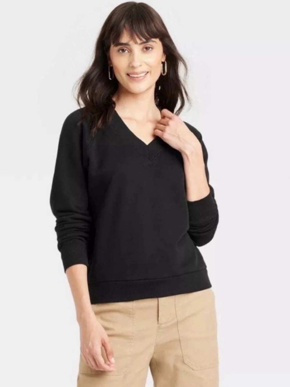 Universal Thread Black V-Neck Sweatshirt